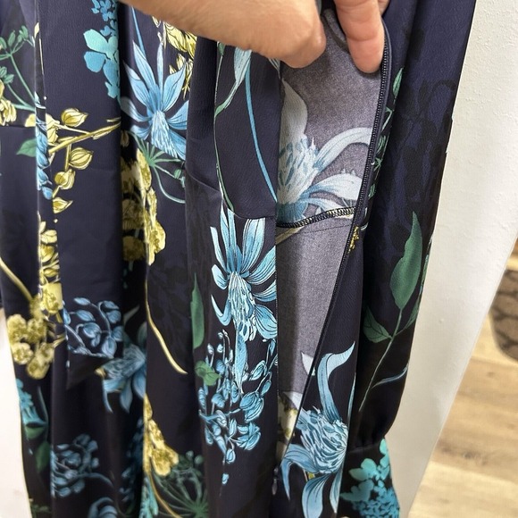 Autograph Green Long Sleeve Dress  Neck Floral Ties‎ - Picture 9 of 10